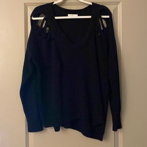 Lush black v neck sweater with shoulder cut outs